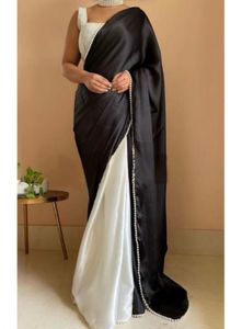 Elegant Black &amp; White Saree
