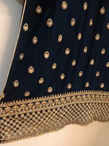 Navy Blue &amp; Gold Embellished Indian Outfit