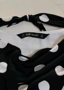 Zara White Top with Polka Dot Scarf