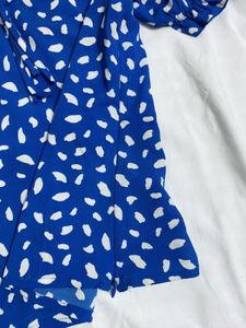 Blue &amp; White Print Top