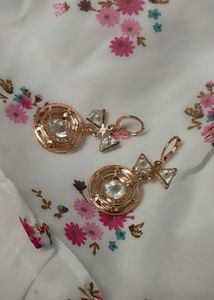 Bow Accent Circle Drop Earrings