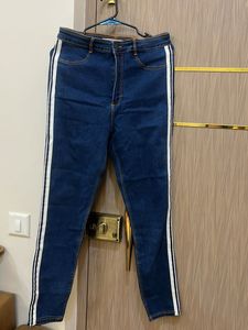 Zara Striped Denim Jeans