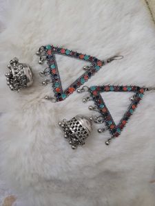Boho Triangle Earrings &amp; Ring Set