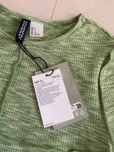 Green Ribbed Crop Top
