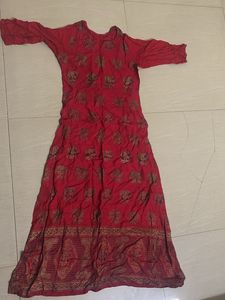Red elephant Printed Ethnic Kurta