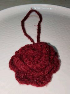 HANDMADE BAG CHARM Burgundy Crochet Rose
