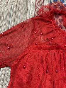 Red Beads Party Wear Top