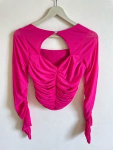 viral Pink mesh Long Sleeve Top
