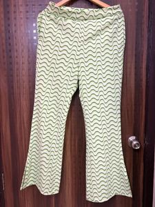 Wavy Green Flared Pants