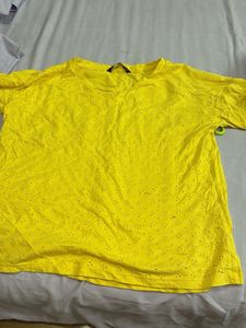 Yellow Eyelet Top