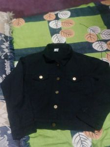 Black Cropped Denim Jacket