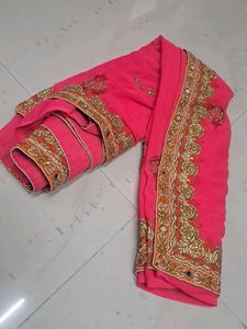 Elegant Pink Embroidered Saree