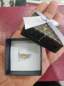 925 Sterling Silver Yellow Heart Ring