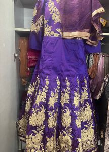 Purple and Gold Lengha Eid Dress