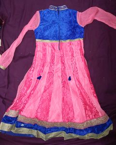 Girls Blue &amp; Pink Net Festive / Partywear Dress.