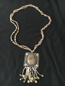 OOAK Beaded agate tassel Necklace