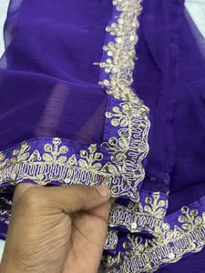 Purple Embellished saree