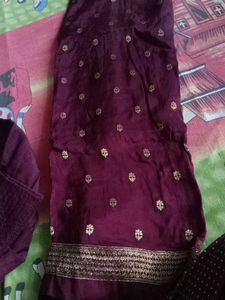 Maroon Embroidered Kurta Set