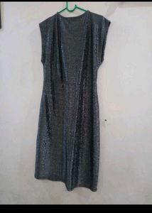 Elegant Silver Midi Dress