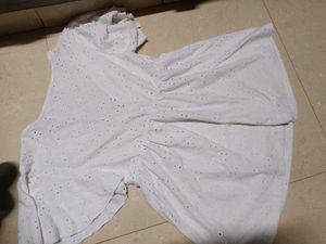 White Eyelet Tie-Front Top