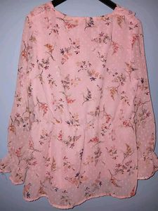 Pink Floral Chiffon Party Wear Top