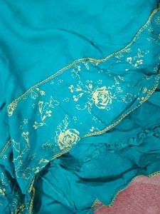 Sea Green, embroided, combination of cream