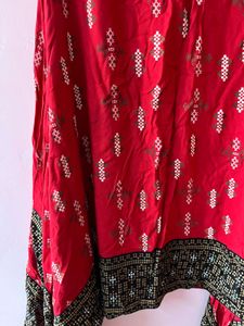 Red Embroidered Tunic Dress