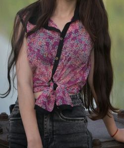 Pink Black Floral Shirt