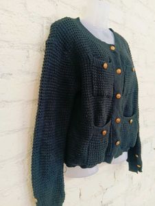 Y2k Golden Button Black Cardigan