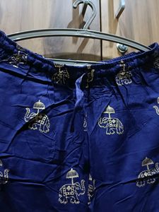 Stylish Foil Printed Pant Royal Blue