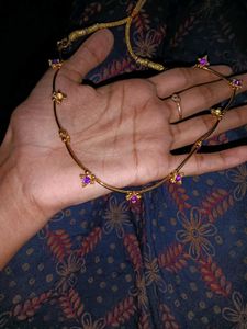 Gold Tone Necklace with Purple Accents