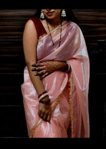 New Nylon Silk Saree With Velvet Blouse Piece