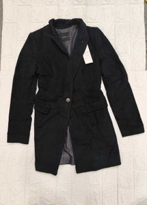 Women Elegant Black Coat - Size S