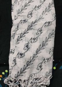Patterned Scarf Black And White