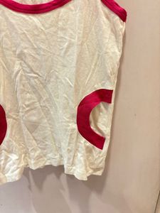 Cute White &amp; Pink Imported Tank Top