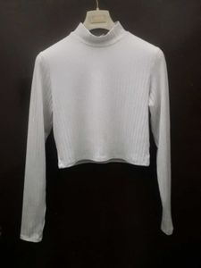 White Ribbed Mock Neck Crop Top