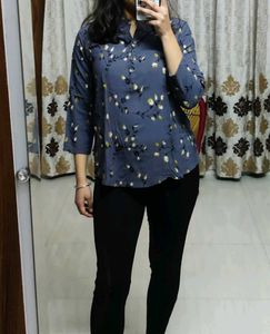 Dark Grey Floral Top