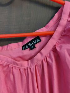 Pink Ruffle One-Shoulder Blouse