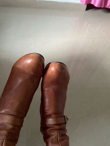 Pure Leather Brown Knee High Boots