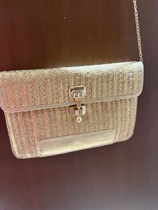 Vintage Golden Clutch With Sling