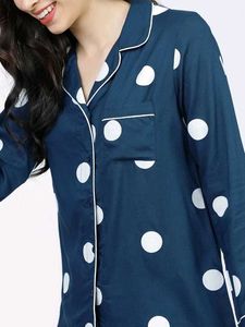 Navy blue and white printed sleep shirt