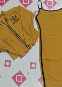 Adidas Mustard Yellow Track Jacket &amp; Dress Set🧡