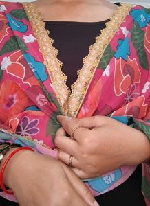 Floral Dupatta with Gold Lace