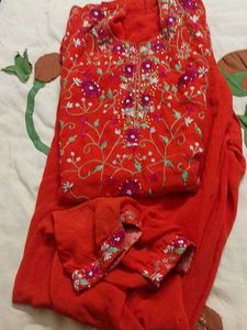 Beautiful Sequence Work With Embroidery Kurti Set