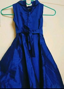 Ink Blue Color Silk Cotton Frock