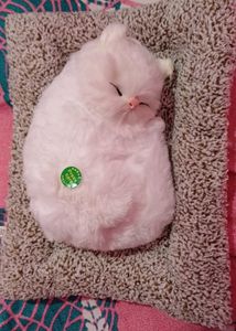 Sleeping Cat Plush Toy with Press Simulation Sound