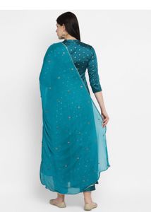 Teal Embroidered Kurta Set