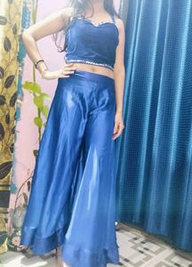 Royal Blue Plazzo With Blouse
