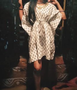 White Printed Kaftan Dress