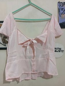Pink Tie-Front Top